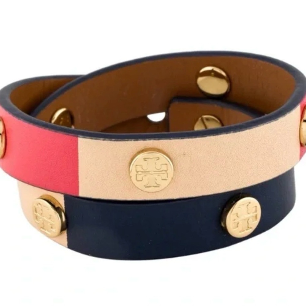 Tory Burch Pink, Beige, and Navy Leather Bracelets